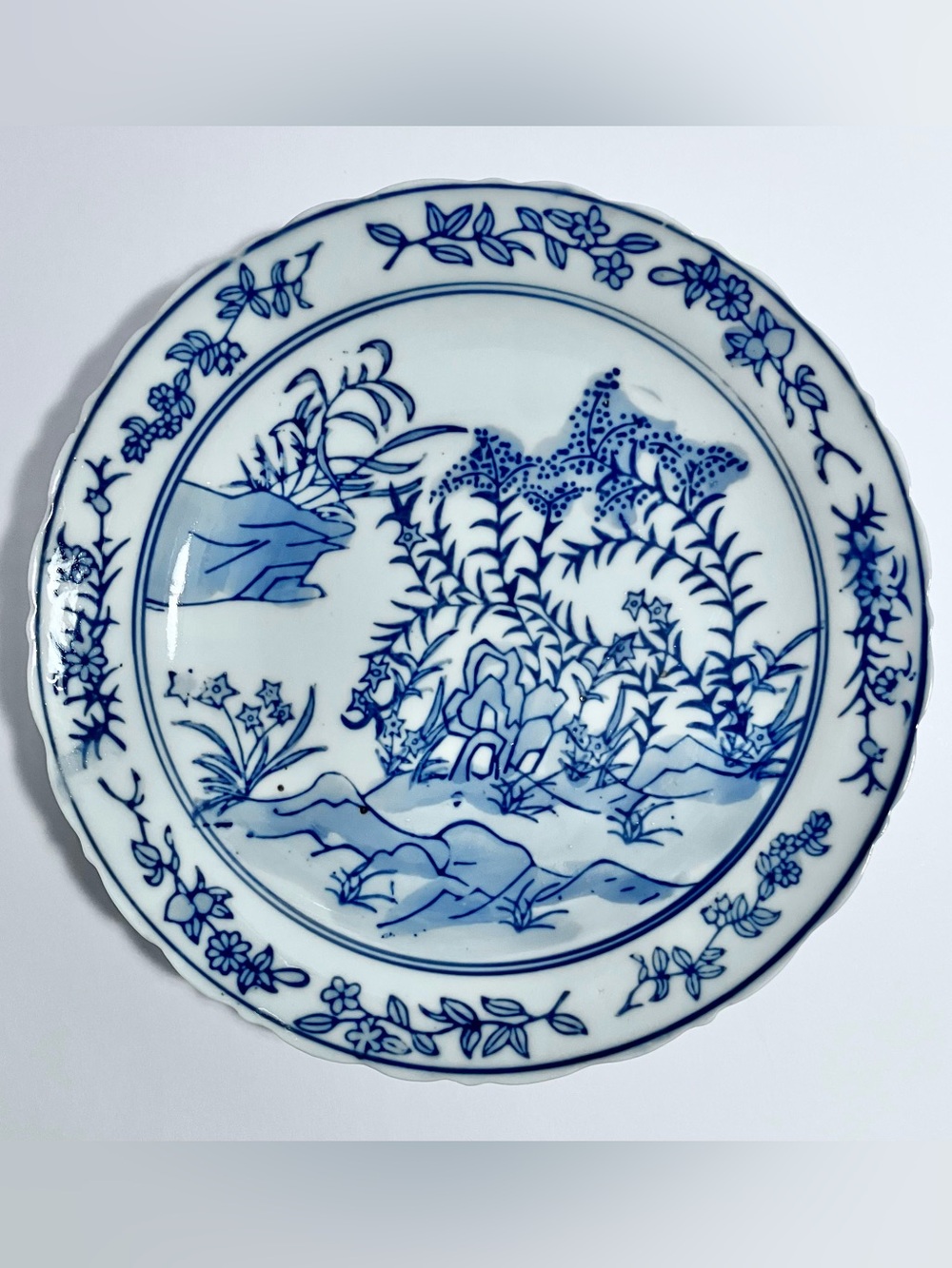 QING DYNASTY Porcelain CHINESE PLATE / Da Ming Jingtai APOCRYPHAL MARK / Rare